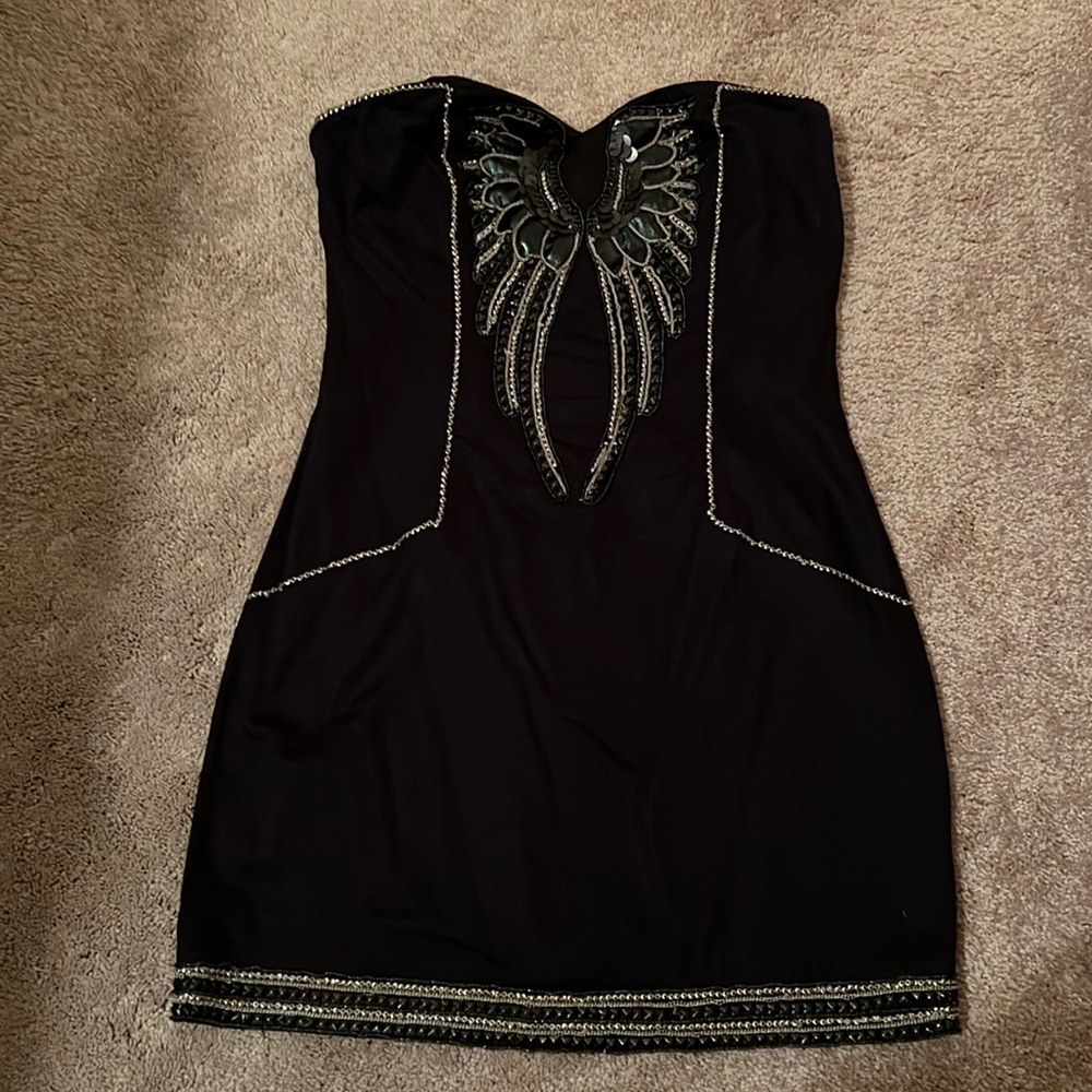 VINTAGE strapless black dress